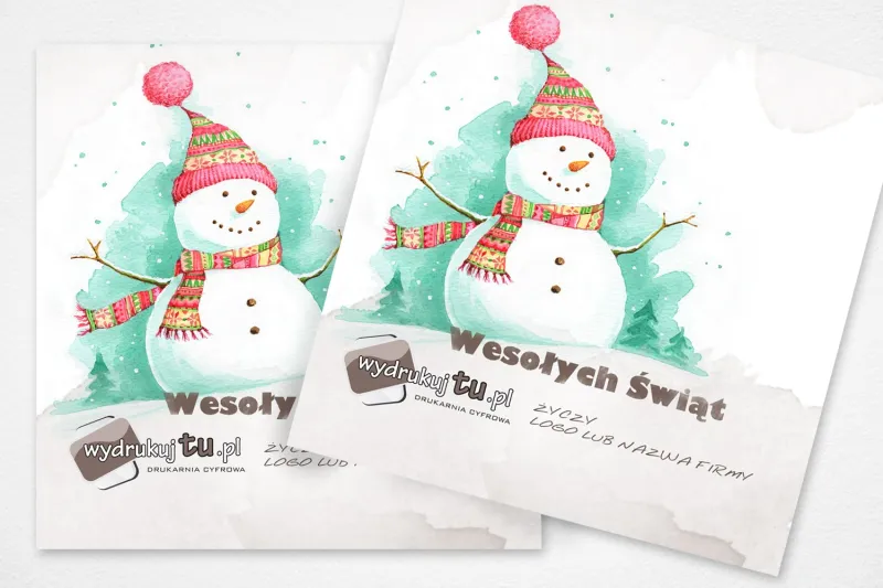 Pastelowy Bałwanek - Kartki Świąteczne dla Firm z Logo | L7 Pastelowy Bałwanek - Kartki Świąteczne dla Firm z Logo | L7