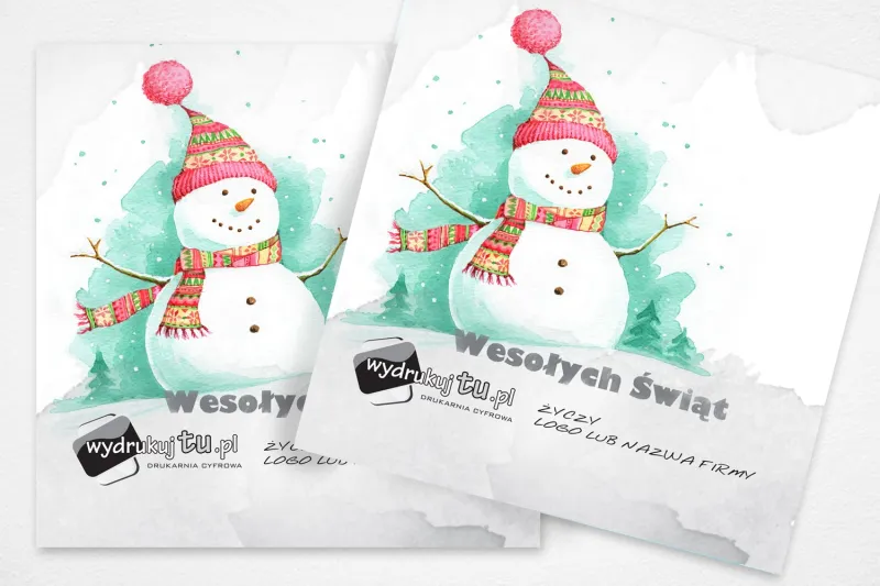 Pastelowy Bałwanek, Kartki Świąteczne dla Firm z Logo | L8 Pastelowy Bałwanek, Kartki Świąteczne dla Firm z Logo | L8