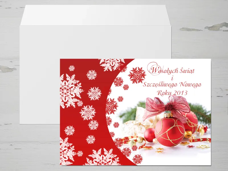 Czerwone Bombki na Kartkach Świątecznych | Kartki dla Firm z Logo | G1 Czerwone Bombki na Kartkach Świątecznych | Kartki dla Firm z Logo | G1