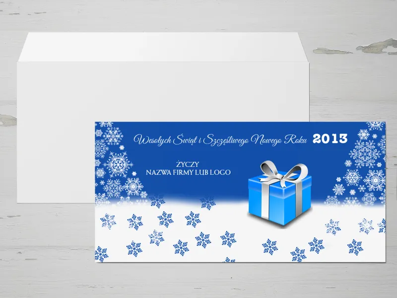Biało-Niebieskie Kartki Świąteczne dla Firm z Logo | E2 Biało-Niebieskie Kartki Świąteczne dla Firm z Logo | E2