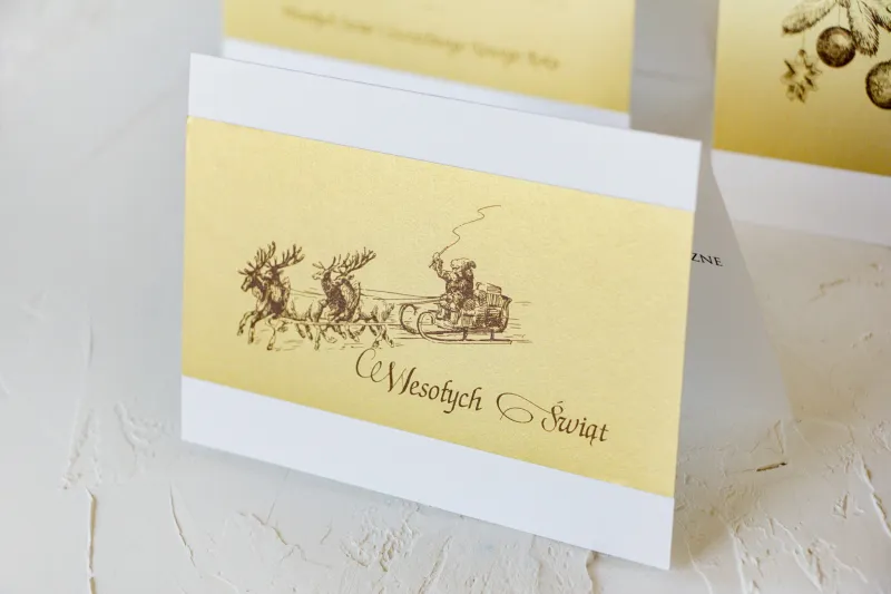 Eleganckie Kartki Świąteczne z Mikołajem dla Firm z Logo - J1 Eleganckie Kartki Świąteczne z Mikołajem dla Firm z Logo - J1