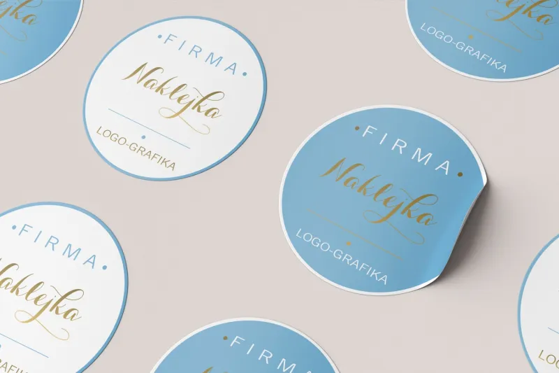 Złcona Okrągła Naklejka z dowolną grafiką o średnicy 3 cm