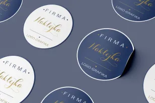 Złocona Okrągła naklejka z dowolną grafiką o średnicy 5 cm