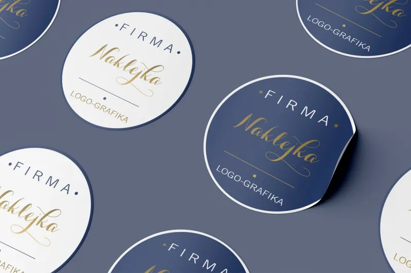 Złocona Okrągła naklejka z dowolną grafiką o średnicy 5 cm