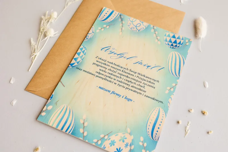 Wielkanocne Drewniane Kartki dla Firm - WR1