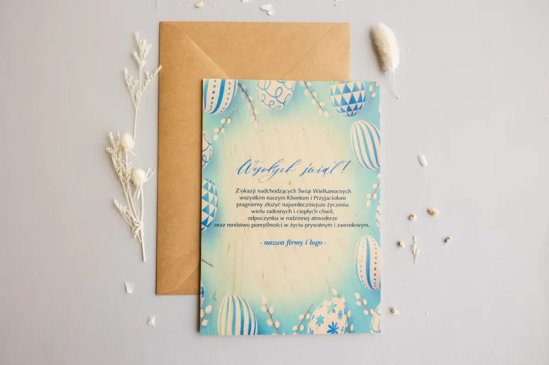 Wielkanocne Drewniane Kartki dla Firm - WR1