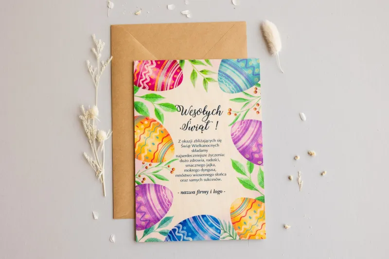Wielkanocne Drewniane Kartki dla Firm - WR2